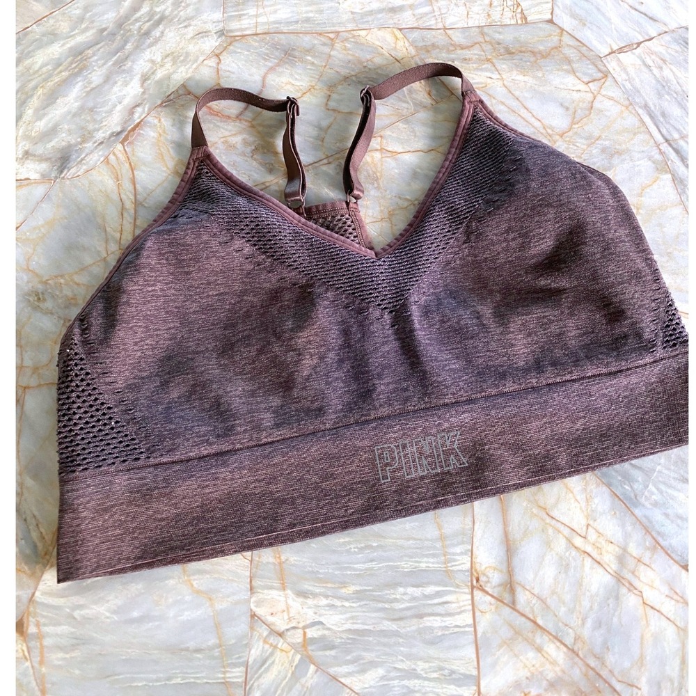 Pink Victoria's Secret Seamless Marled Sports Bra Mauve Brown XL